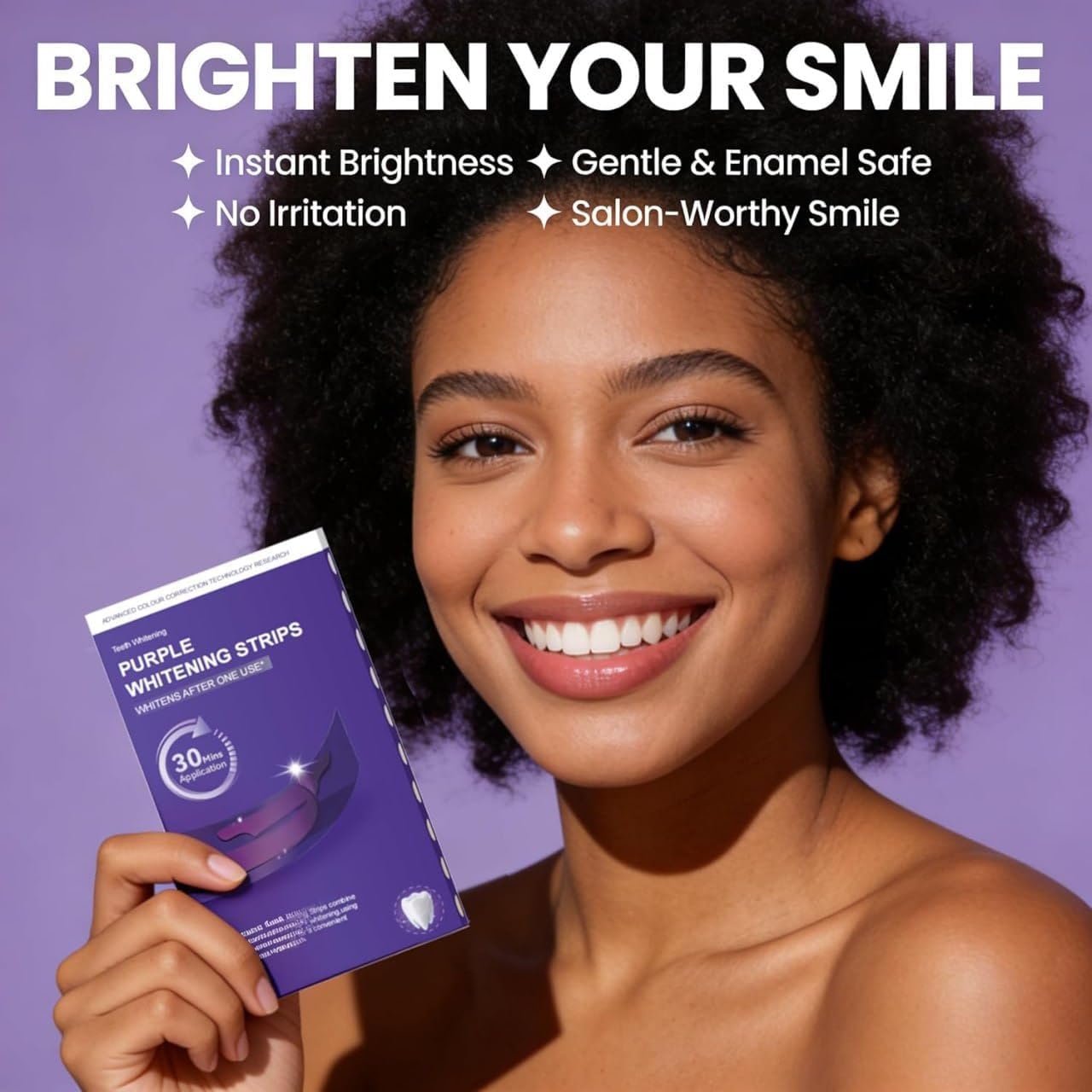 Purple Teeth Whitening Strips for Sensitive Teeth 30-Minute Fast Acting Colour – image 2