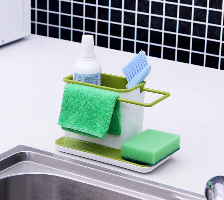 3-in-1 Soap Pump Dispenser With Sponge Holder Liquid Dispenser Container Hand