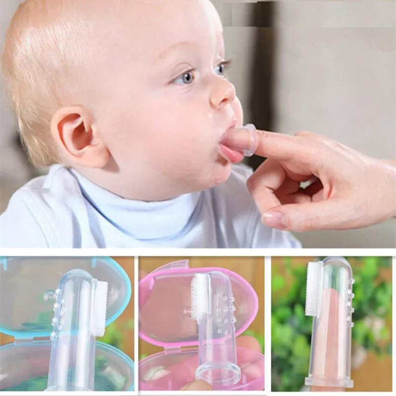 Baby Finger Toothbrush Silicon Toothbrush+Box Children Teeth Clear Soft