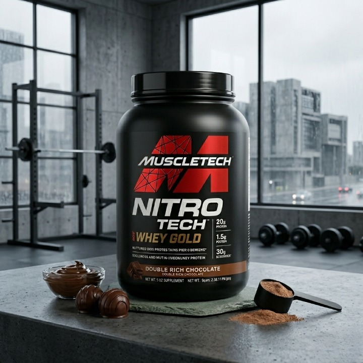 MuscleTech Nitro Tech 100 Percent Whey Gold Double Rich Chocolate Flavor 2.2