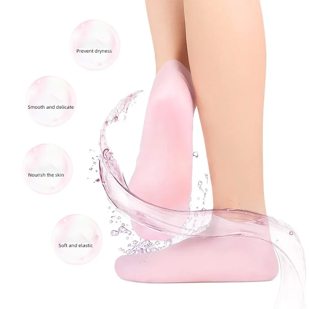 (High Quality) 1Pair Silicone Jelly Socks Gel Moisturizing Socks Foot Care