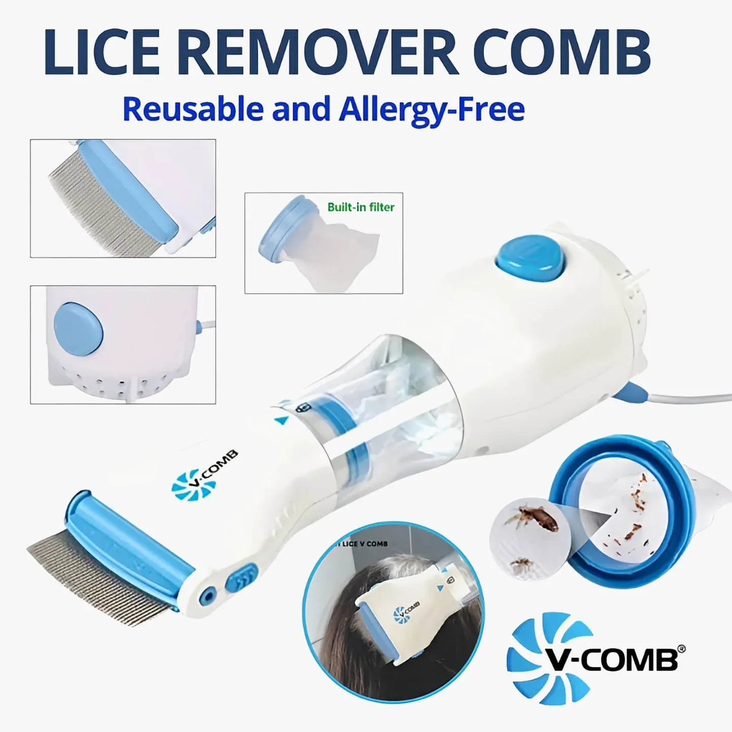 Anti Lice Metal Comb with 4 Filters – image 2