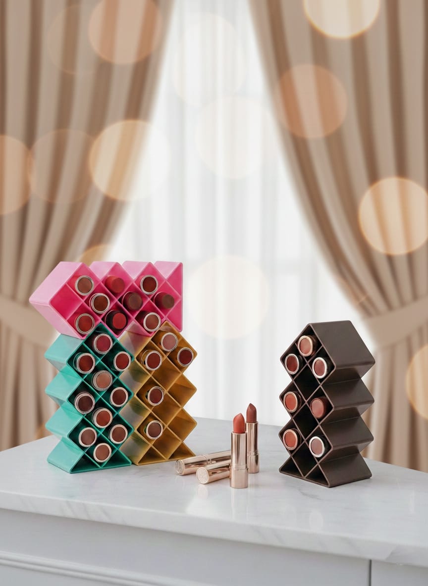 Plastic 10 Grid Lipstick Organizer with Storage Box – image 2