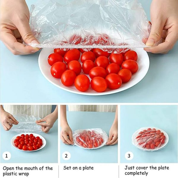 100 Pcs Disposable Food Cover Plastic Shopper Bags – image 3