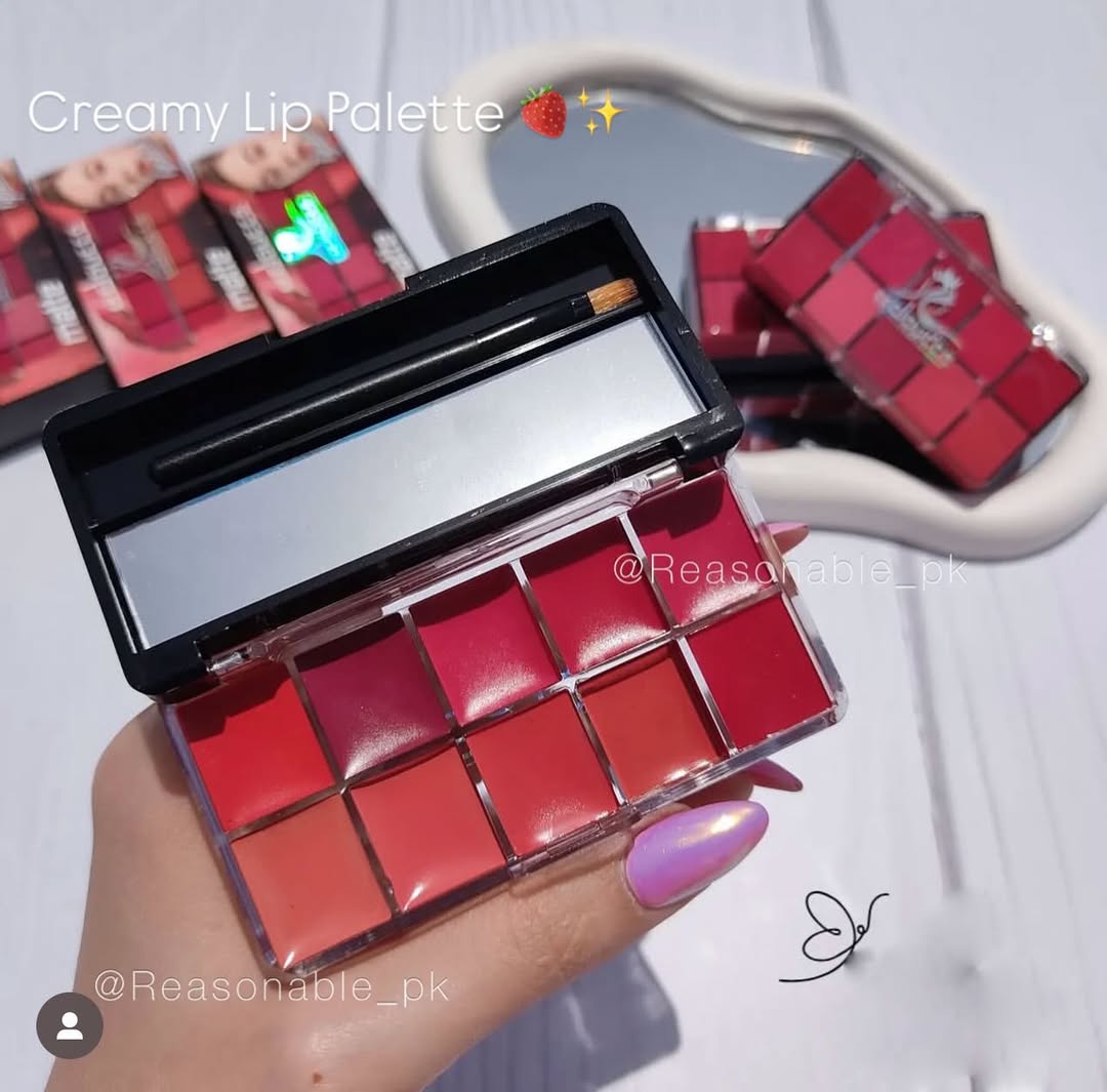 10 in 1 Lipstick & Blush Palette Creamy Matte Makeup Palette for Lips and Cheeks – image 2