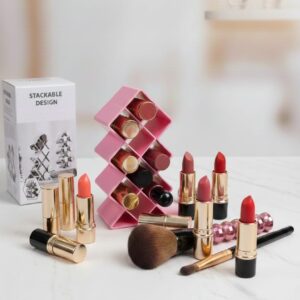 Plastic 10 Grid Lipstick Organizer with Storage Box