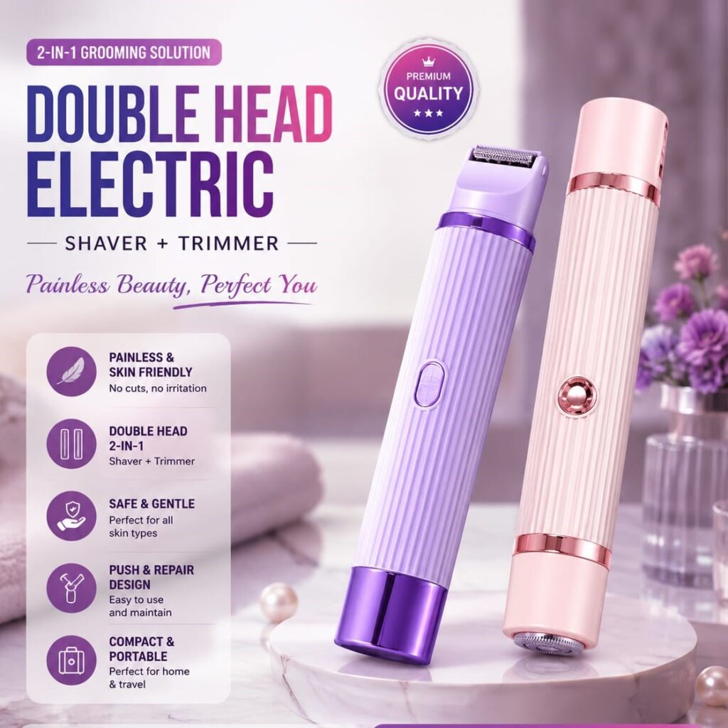 2 in 1 Women Electric Shaver Dual Head Bikini Trimmer for Women IPX7 Waterproof