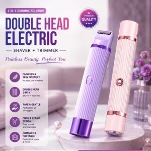 2 in 1 Women Electric Shaver Dual Head Bikini Trimmer for Women IPX7 Waterproof