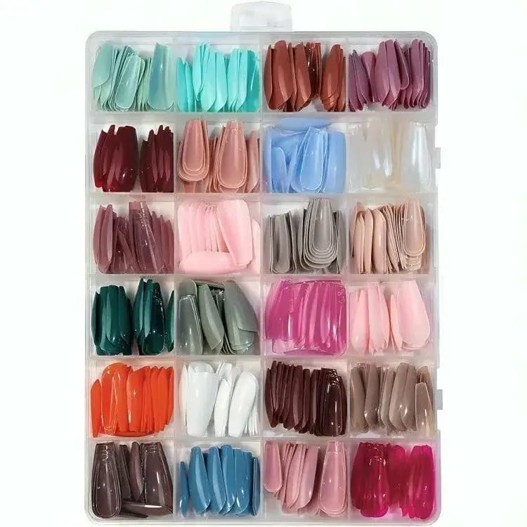 576 Pcs Multicolor Stick-On Artificial Nails Box with Free Glue – image 3