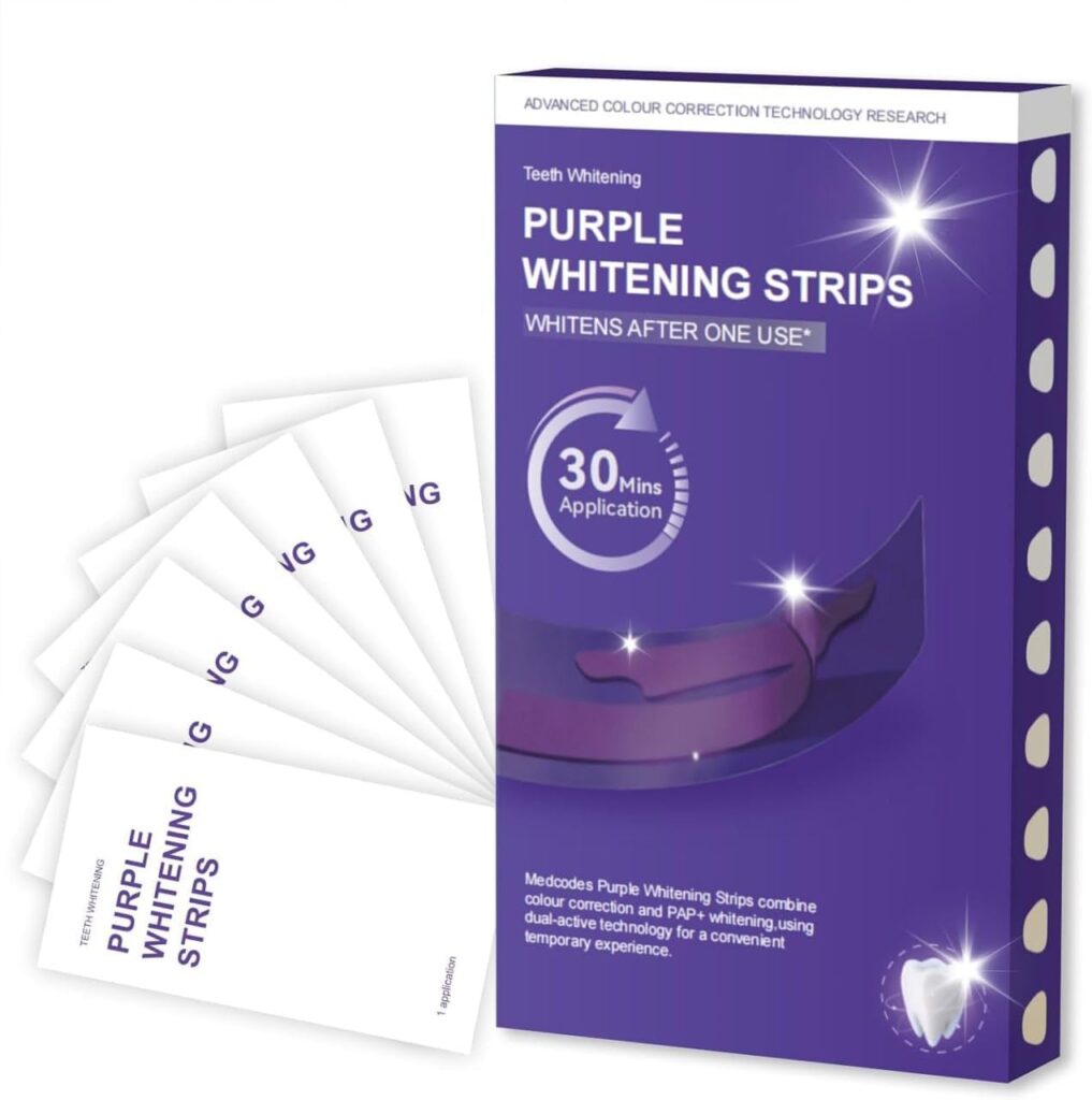 Purple Teeth Whitening Strips for Sensitive Teeth 30-Minute Fast Acting Colour