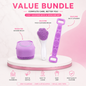 3 in 1 Silicone Bath & Skincare Value Bundle – Shower Brush