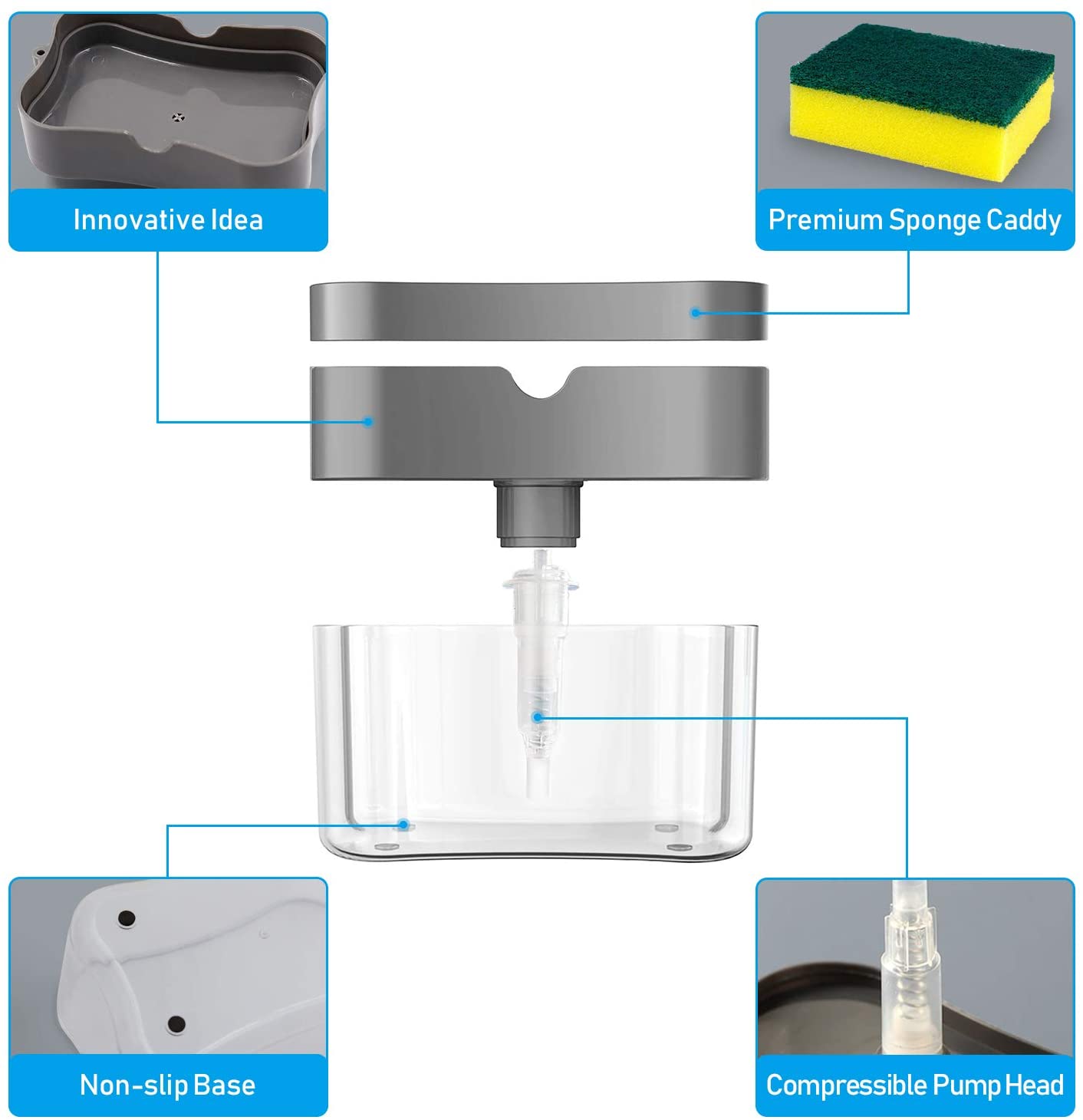 soap pump with Sponge and box (random color ) – image 3