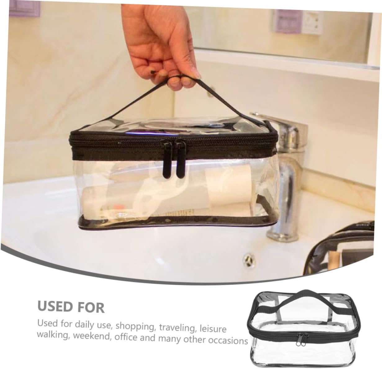 Clear Travel Makeup Bag – Waterproof – Portable – image 3