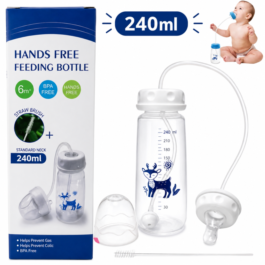 Handsfree Baby Feeding Bottle 240ml with Silicone Tube