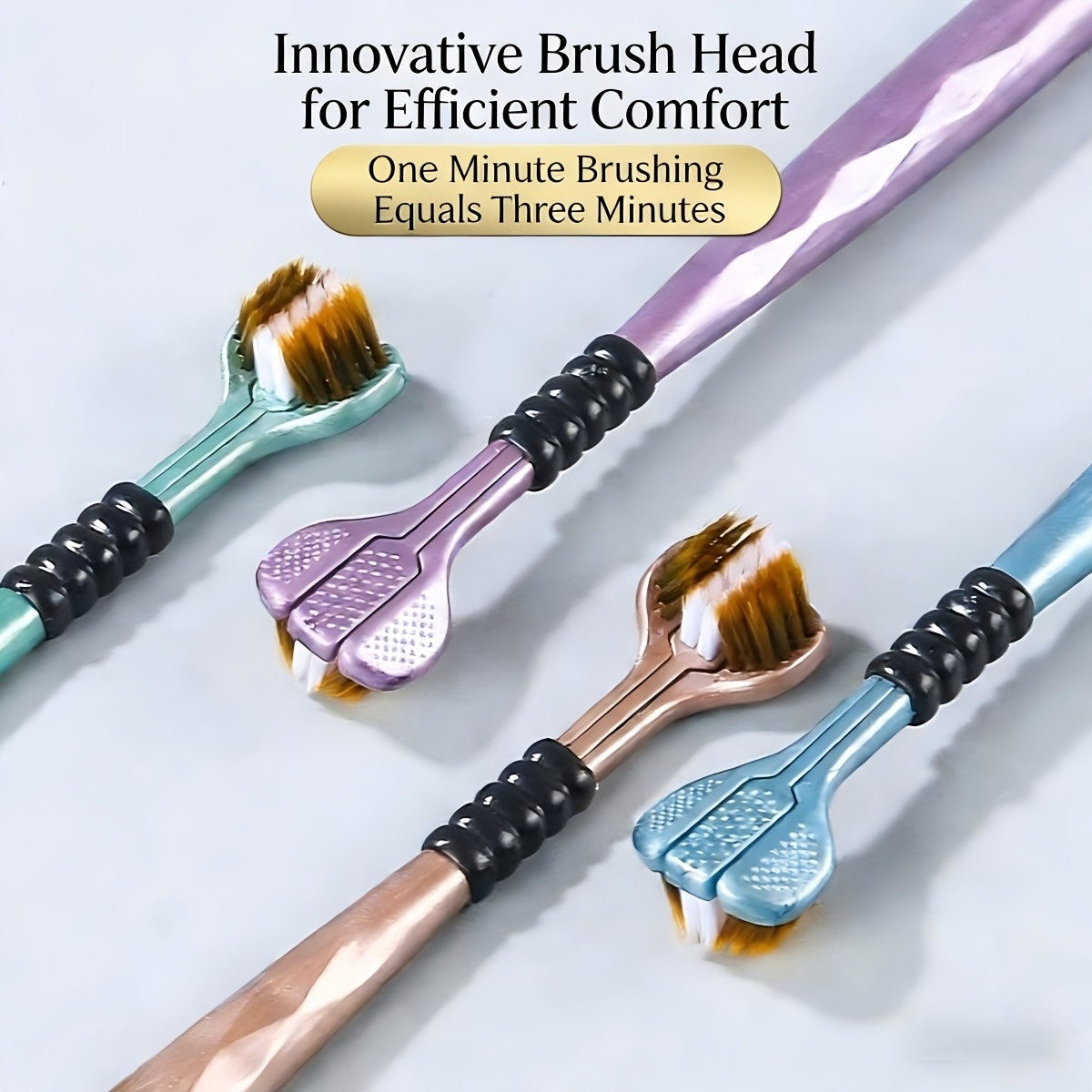 Pack Of 2 Innovative 3 Sided Toothbrush Efficient Cleaning Design One Minute – image 2