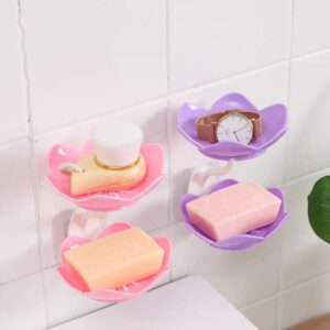 Wall Mounted Double Layer Lotus Flower Shaped Soap Holder (random color)