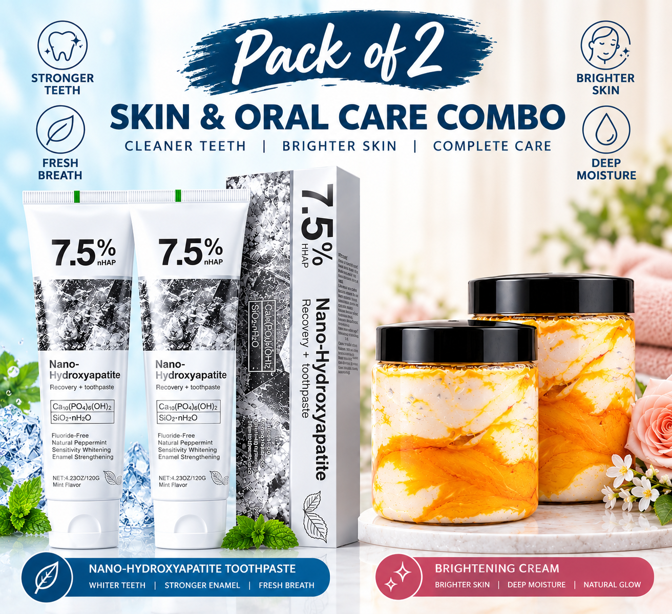 Pack of 2 Nano-Hydroxyapatite Toothpaste + Zafrani Cream Combo