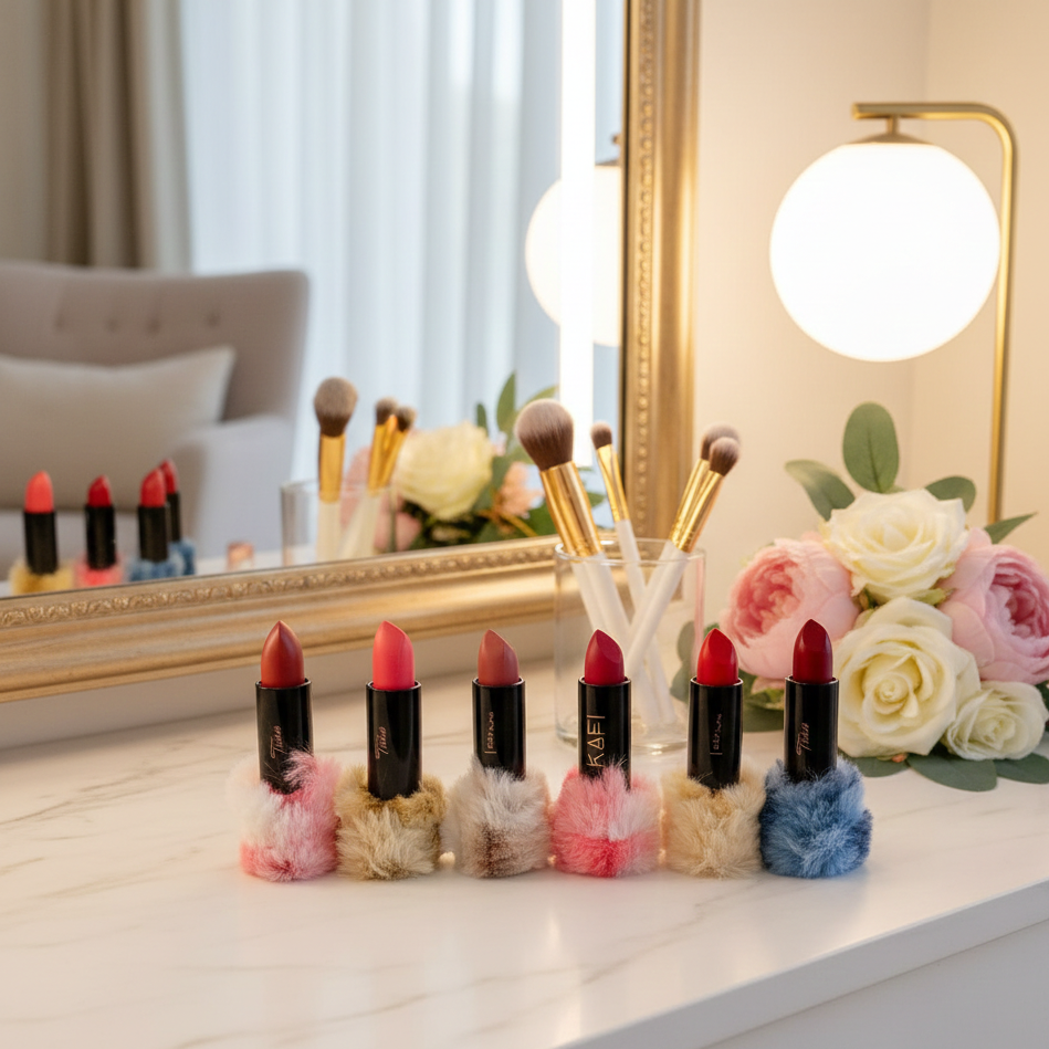 High Pigmented Fur Style Fluffy Lipstick Set 6 Pcs Creamy Multicolor Lipsticks – image 2