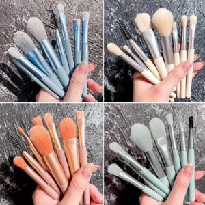 8pcs Travel Makeup Brush Kit Mini Cosmetic Brush for Face Foundation Blush Eye
