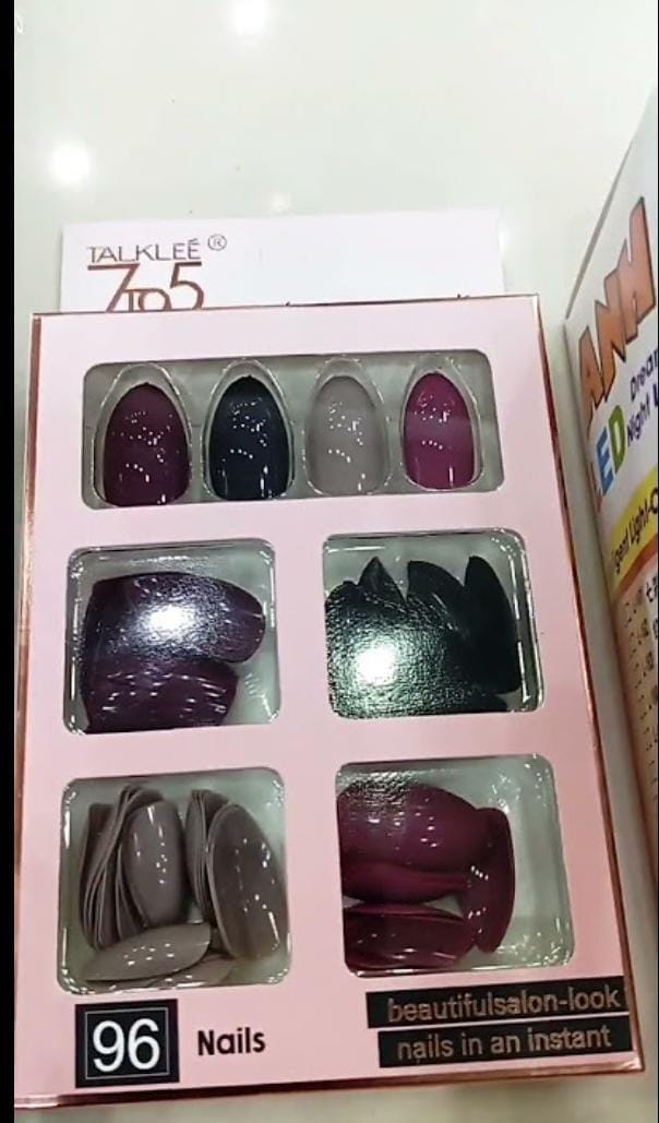96 PCs nails without glue or sticker (Random Color) – image 2