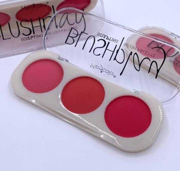3 Color Makeup Blush Palette Mineral Powder Red Rouge Long Lasting Natural