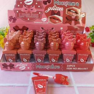 Pack Of 6 Mocallure Bow Style Cute Lipgloss High Pigment Lipgloss (Random Color)