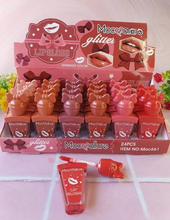 Pack Of 6 Mocallure Bow Style Cute Lipgloss High Pigment Lipgloss (Random Color)