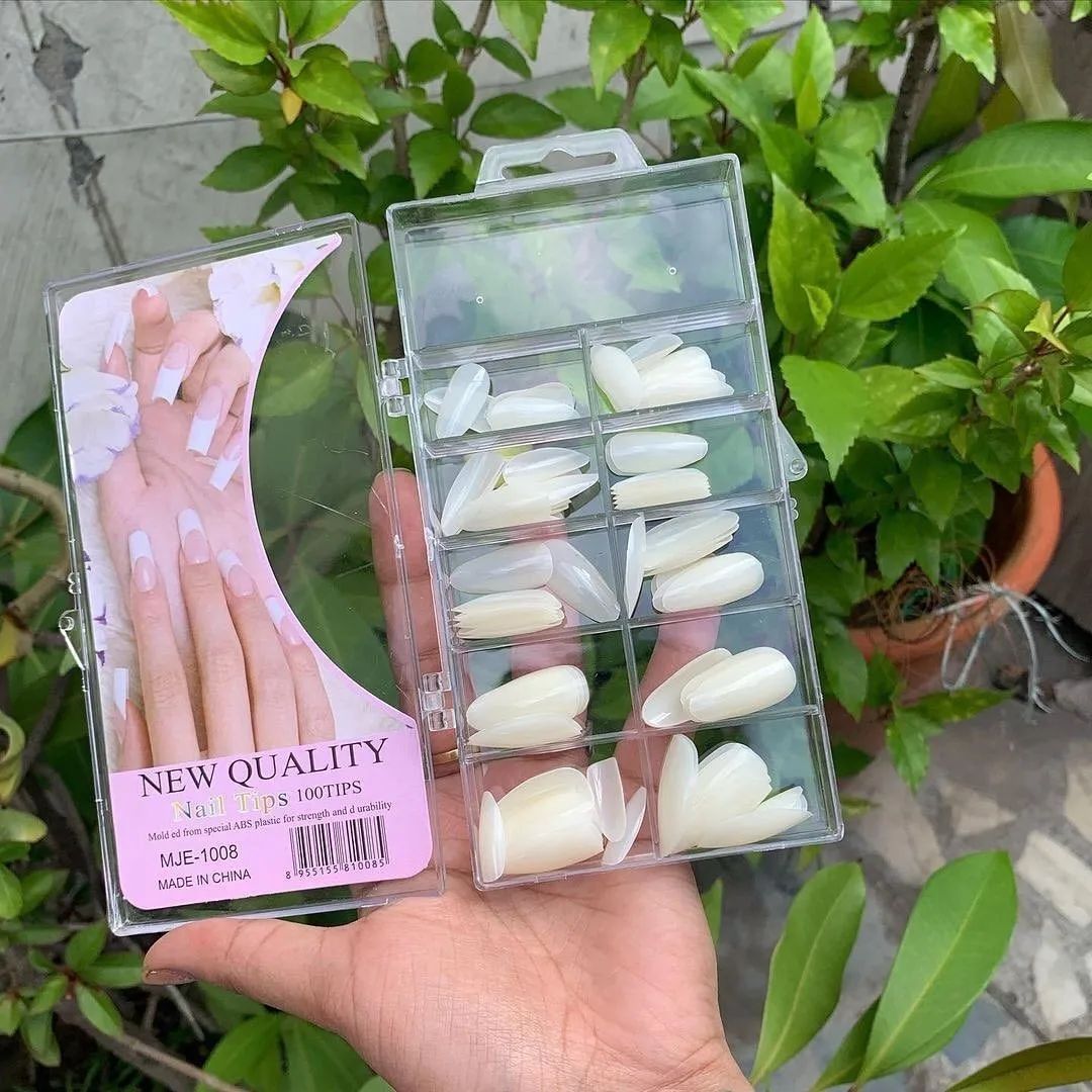 Nail Tips 100 Pcs / Transparent & Natural Color Artificial Nails – image 3
