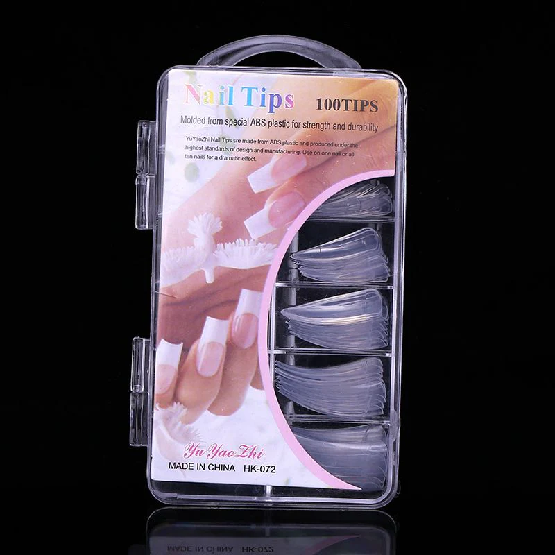 Nail Tips 100 Pcs / Transparent & Natural Color Artificial Nails