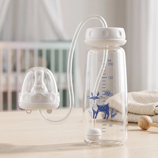 Handsfree Baby Feeding Bottle 240ml with Silicone Tube – image 3
