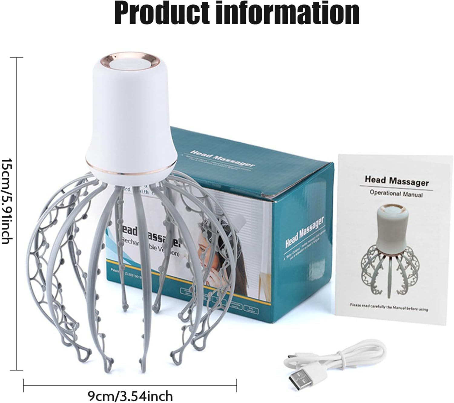 Electric Scalp Massager Octopus Shaped Scalp Massager with 12 Claws 500mAh 3