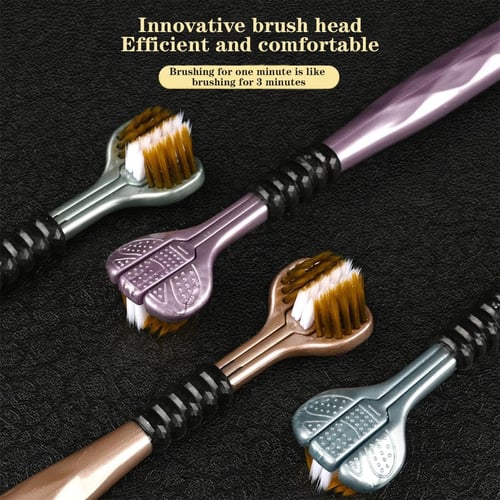 Pack Of 2 Innovative 3 Sided Toothbrush Efficient Cleaning Design One Minute