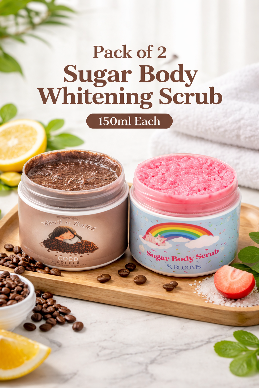 Pack Of 2 Sugar Body Whitening Scrub 150ml Each Exfoliating Body Scrub – image 2