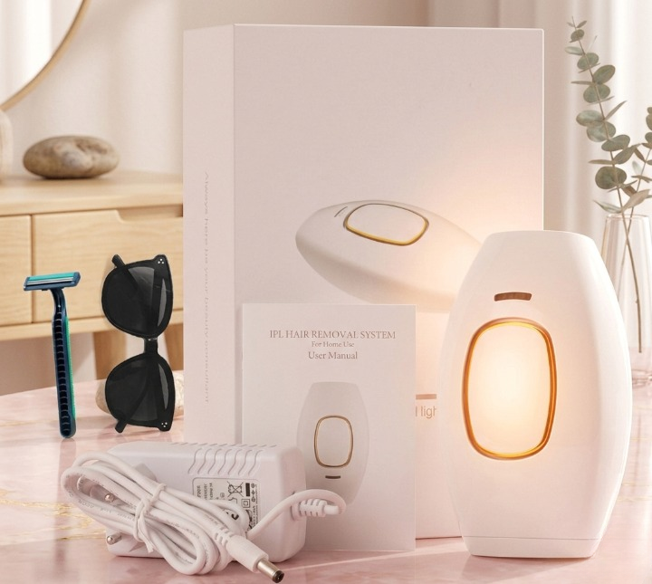 IPL Laser Hair Removal Handset System for Women & Men with Razor & Safety
