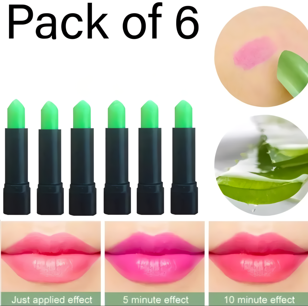 Pack Of 6 Pcs Green Color Changing Lipstick Set