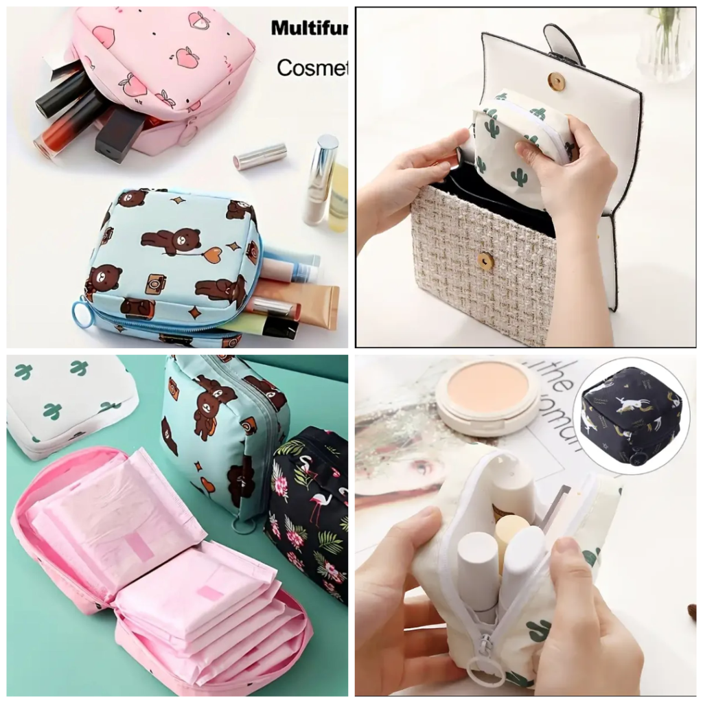 Women Portable Pouch Napkin Cosmetic Bags Organizer / Sanitary Pads Storage Bag