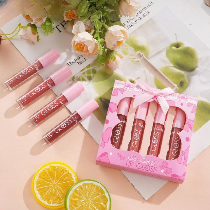 4-Piece Color Castle Bow Lip Gloss Set – Cute Bow Design